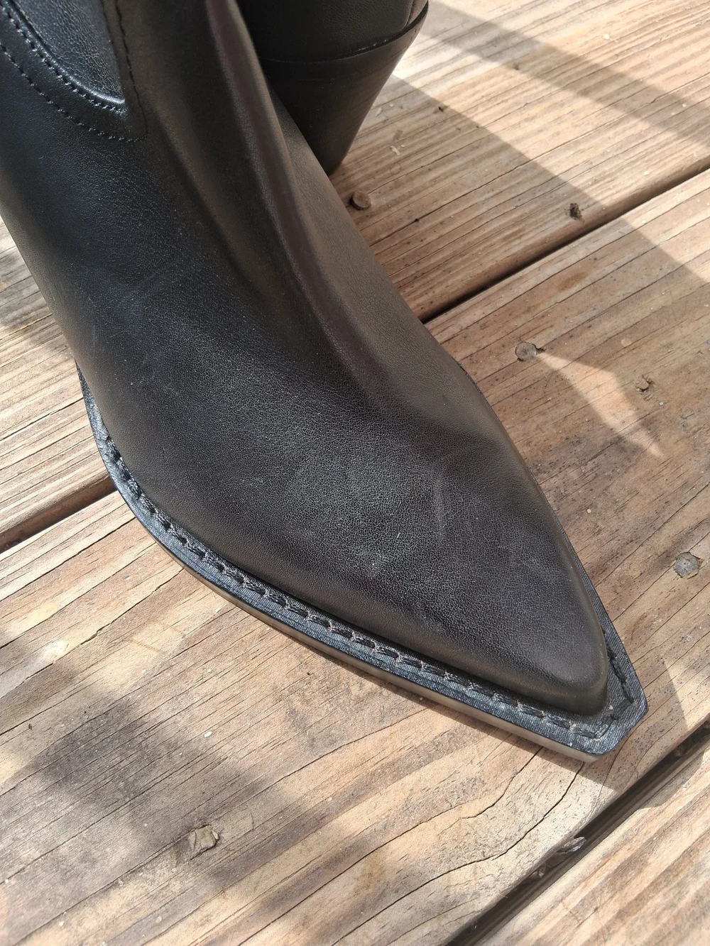 Dolce Vita Black Leather Pointed Toe Block Heel Ankle Boots